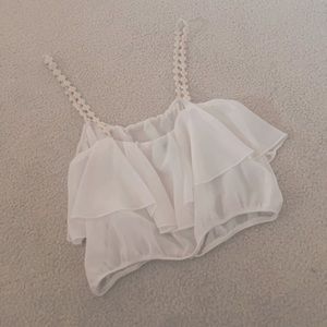 Bear Dance White Crop Top with Daisy Straps